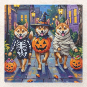 Dessous-de-verre En Verre Chiens Shiba Inu en costumes d'Halloween