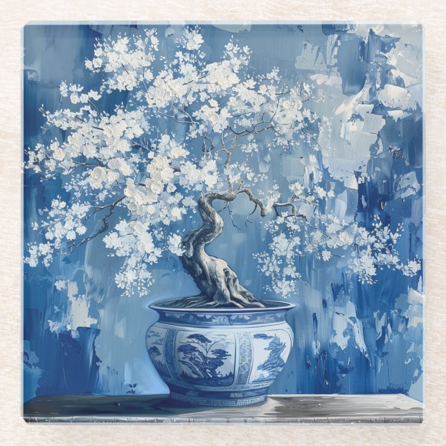 Dessous-de-verre En Verre Chine Chinoiserie Cerise (Devant)
