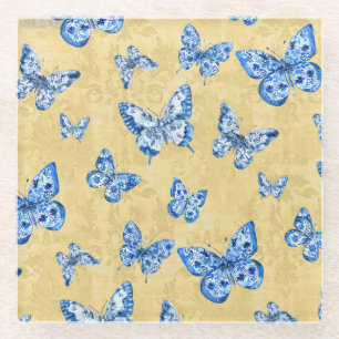 Dessous-de-verre En Verre Chinoiserie Bleu Bleu Bleu Bleu Bleu Bleu Bleu Ble
