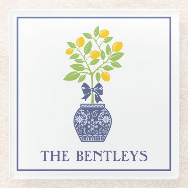 Dessous-de-verre En Verre Chinoiserie Dessous de verre en verre citron (Devant)