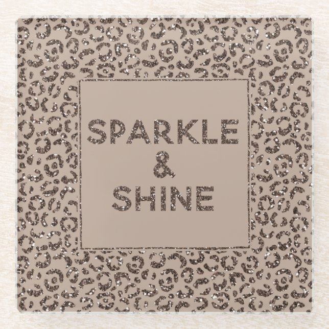 Dessous-de-verre En Verre Chocolat Brown de crème Mocha Parties scintillant  (Devant)