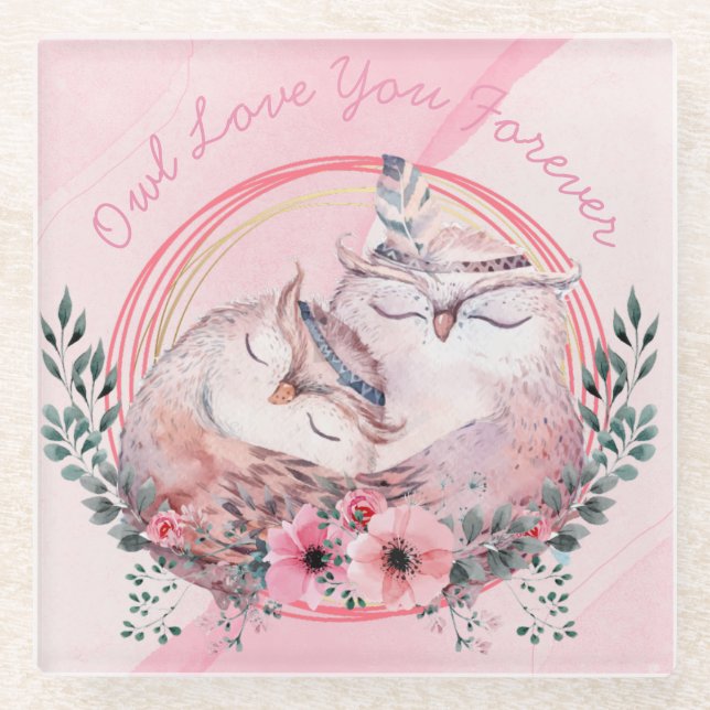 Dessous-de-verre En Verre Chouettes mignonnes (Devant)