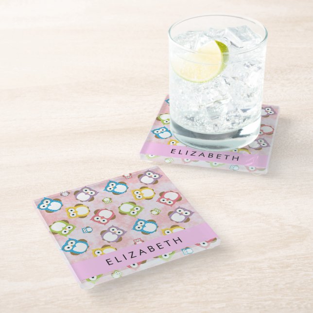 Dessous-de-verre En Verre Chouettes mignonnes, Chouette Motif, Chouettes col (Incliné)