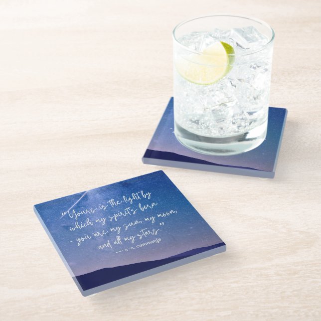 Dessous-de-verre En Verre Citation de Stars romantiques Cummings (Incliné)