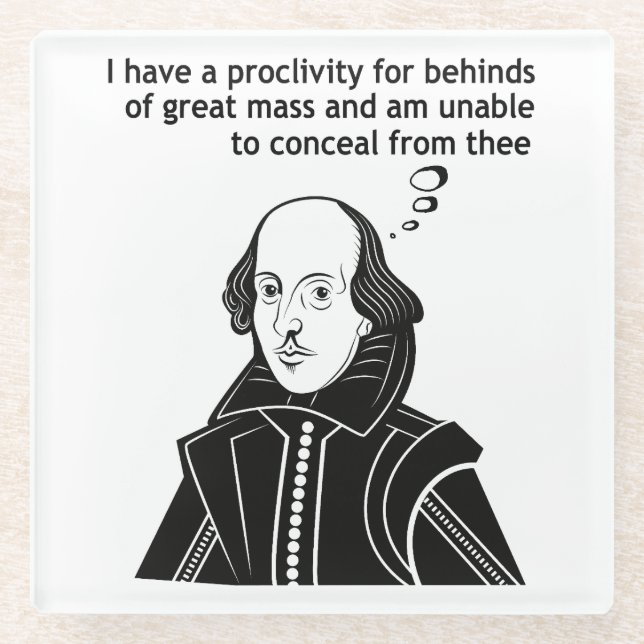 Dessous-de-verre En Verre Citation drôle de Shakespeare (Devant)