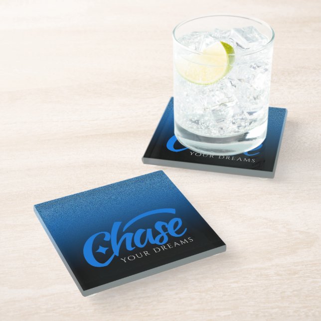 Dessous-de-verre En Verre Citation Inspirationnelle Chasser vos rêves (Incliné)
