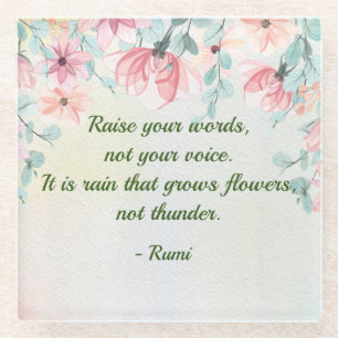 Dessous-de-verre En Verre Citation Rumi de la pluie