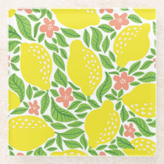 Dessous-de-verre En Verre Citron Citrus Motif Vintage d'été
