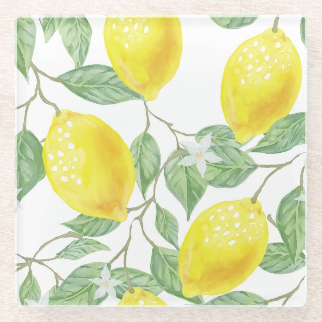 Dessous-de-verre En Verre Citrons et Dessous de verre Feuille (Devant)