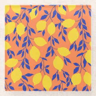 Dessous-de-verre En Verre Citrons stylisés Vintage Motif tropical