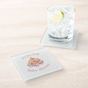 Dessous-de-verre En Verre Citrouille d'Halloween rose et or Petit Baby showe