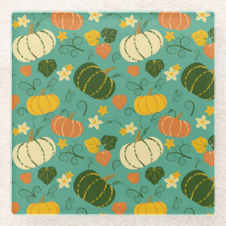 Dessous-de-verre En Verre Citrouille, feuille : motif végétal d'automne
