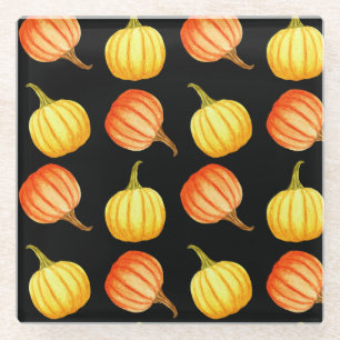Dessous-de-verre En Verre Citrouille orange : Motif d'aquarelle transparente