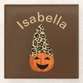 Dessous-de-verre En Verre Citrouille Portant Un Casquette léopard