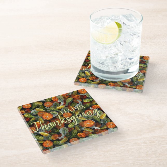 Dessous-de-verre En Verre Citrouille, Squash Dessous de verre de récolte d'a (Incliné)