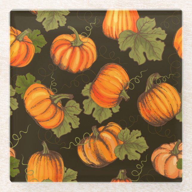 Dessous-de-verre En Verre Citrouilles biologiques : Ferme à table (Devant)