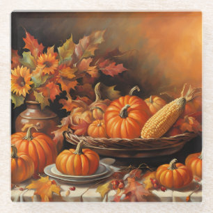 Dessous-de-verre En Verre Citrouilles d'automne colorés