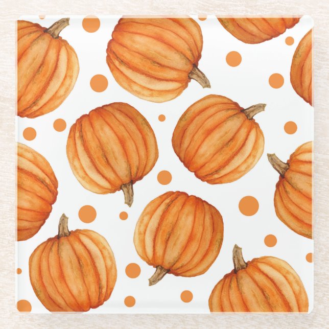 Dessous-de-verre En Verre Citrouilles dessinés à la main : motif d'Halloween (Devant)