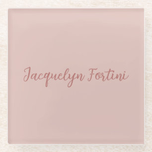 Dessous-de-verre En Verre Clair Elegant Rose Gold Calligraphie Nom du script