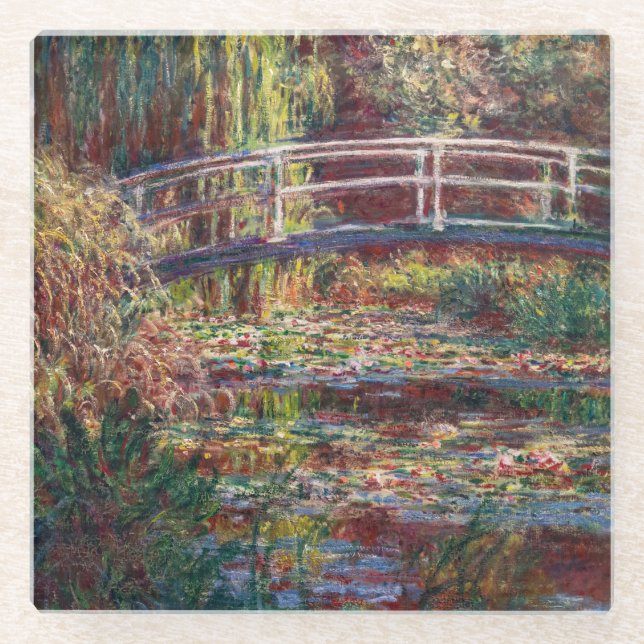 Dessous-de-verre En Verre Claude Monet - Eau Lily étang, Harmonie rose (Devant)