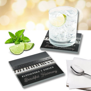 Dessous-de-verre En Verre Clavier Piano Élégant Entertainment