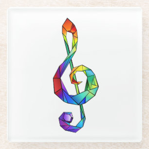 Dessous-de-verre En Verre Clé de musique arc-en-ciel