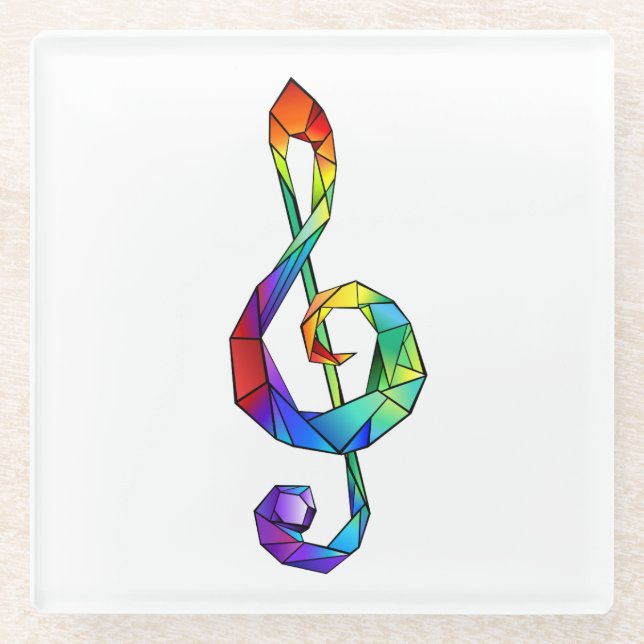 Dessous-de-verre En Verre Clé de musique arc-en-ciel (Devant)