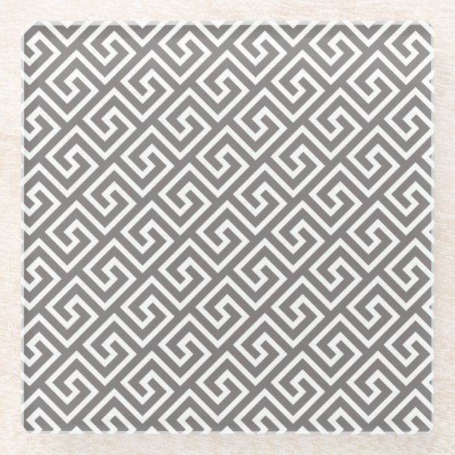 Dessous-de-verre En Verre Clé grecque classique Carré Motif Swirl (Devant)