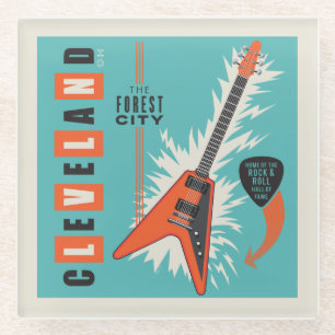 Dessous-de-verre En Verre Cleveland Ohio   Guitare électrique