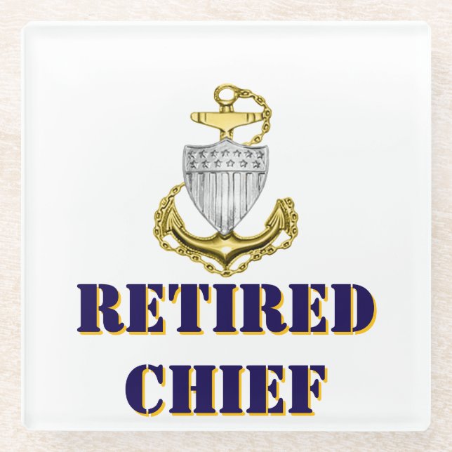 Dessous-de-verre En Verre Coast Guard Chief Retired (Devant)