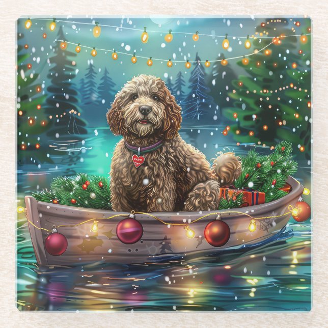 Dessous-de-verre En Verre Cockapoo Christmas Festive Voyage (Devant)