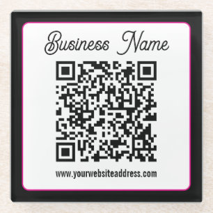 Dessous-de-verre En Verre Code QR avec écriture cursive script