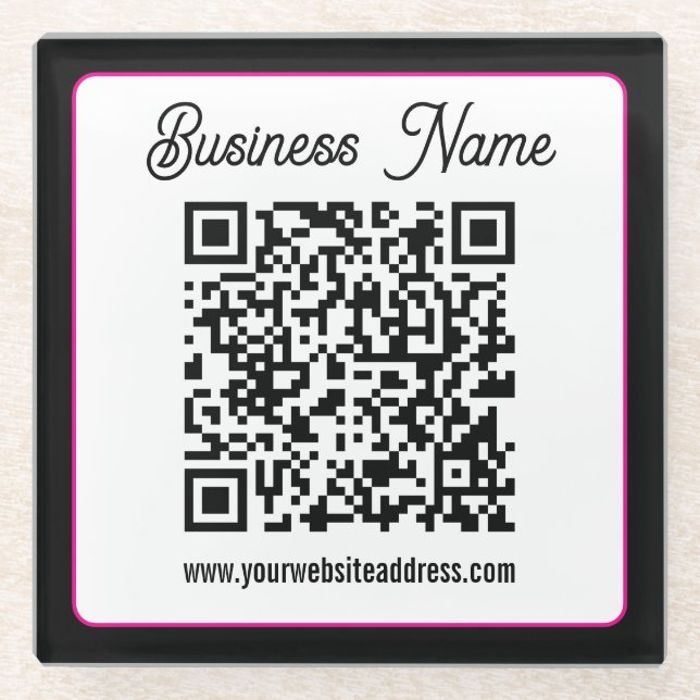 Dessous-de-verre En Verre Code QR avec écriture cursive script (Devant)