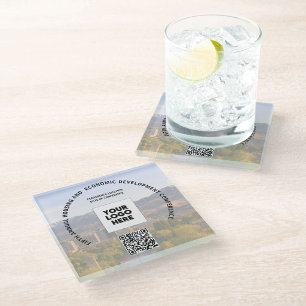 Dessous-de-verre En Verre Code QR du logo de votre photo de conférence d'aff