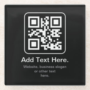Dessous-de-verre En Verre Code QR scannable moderne   Noir Blanc & Gris