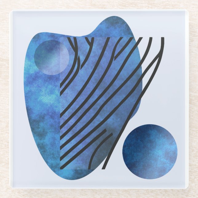 Dessous-de-verre En Verre Coeur bleu (Devant)
