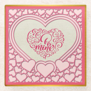 Dessous-de-verre En Verre Cœur Rose Élégant Joyeuse Saint-Valentin Élégant