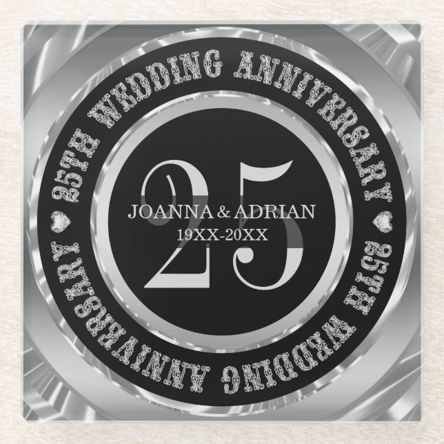 Dessous-de-verre En Verre Coeurs De Diamants Et Texte (Devant)