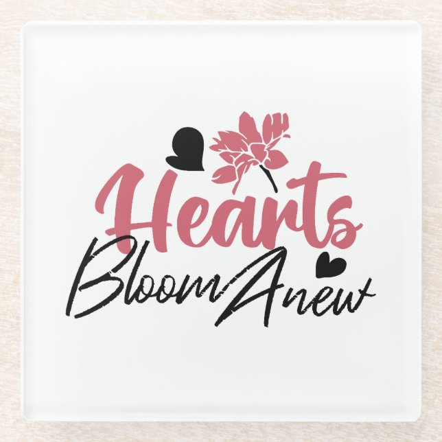 Dessous-de-verre En Verre Coeurs fleurissent à nouveau - Citation Florale In (Devant)