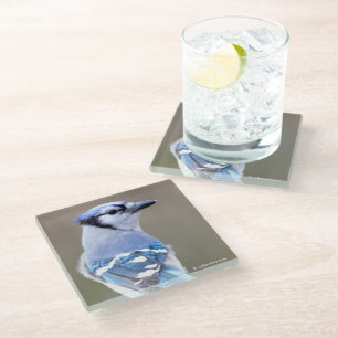 Dessous-de-verre En Verre Colibri bleu Jay Songbird sur Dessous de verre en