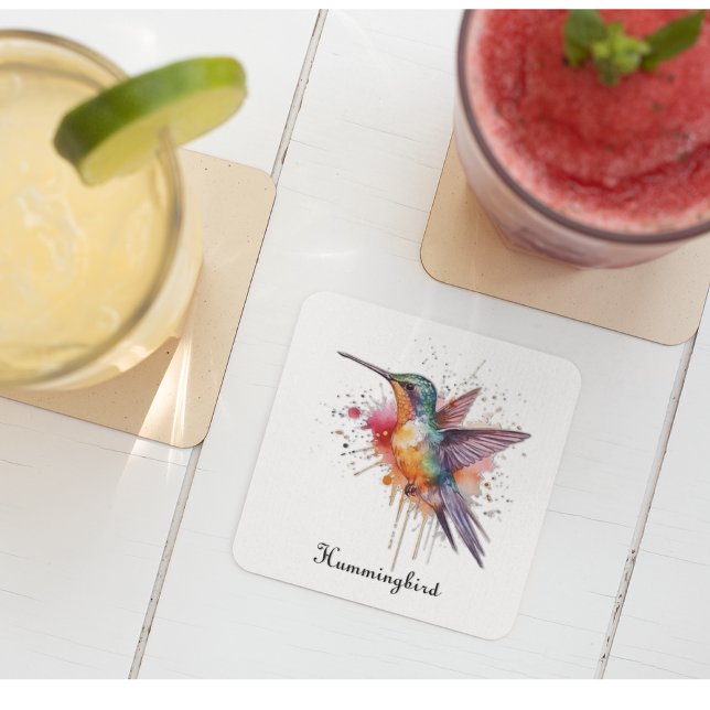 Dessous-de-verre En Verre Colibri exotique coloré personnalisable (Créateur téléchargé)