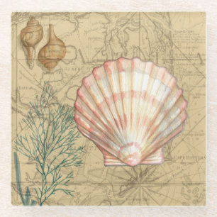 Dessous-de-verre En Verre Collage côtier de carte
