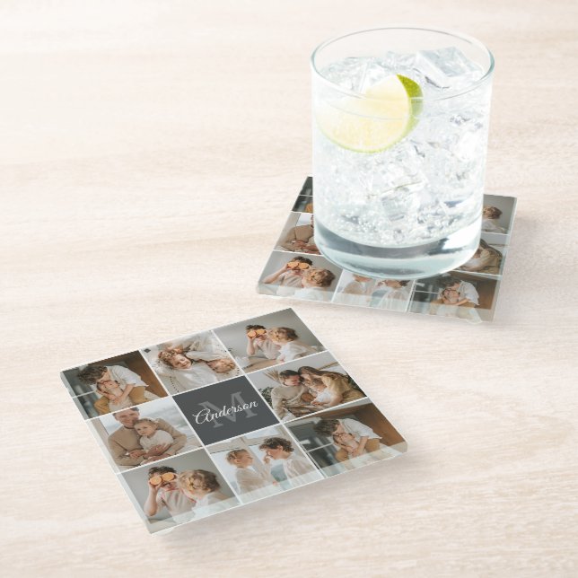 Dessous-de-verre En Verre Collection Famille Moderne Photo & cadeau personna (Incliné)