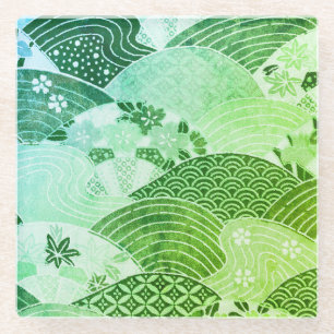 Dessous-de-verre En Verre Collines et rivières vintages du Japon