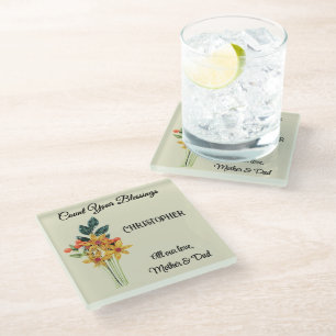 Dessous-de-verre En Verre Comptez vos bénédictions, Fleurs en papier quillé