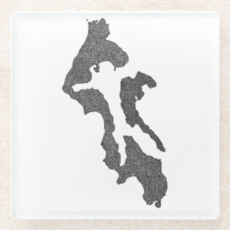 Dessous-de-verre En Verre Conception de carte du comté d'Island de Whidbey I