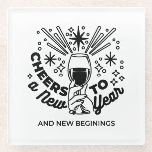 Dessous-de-verre En Verre Conception de la fête du Nouvel An