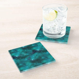 Dessous-de-verre En Verre Conception de la série Galaxie sarcelle 8