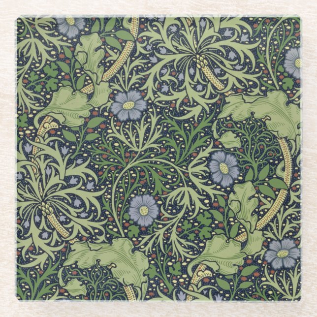 Dessous-de-verre En Verre Conception de papier peint d'algue, imprimée par (Devant)