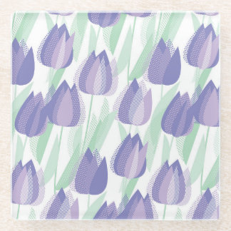 Dessous-de-verre En Verre Conception de tulipe : violet clair floral.